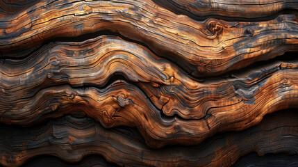 This image presents the natural patterns of wood grain resembling flowing waves, accentuating the...