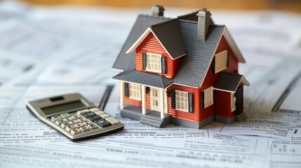 Miniature house on top of contract documents