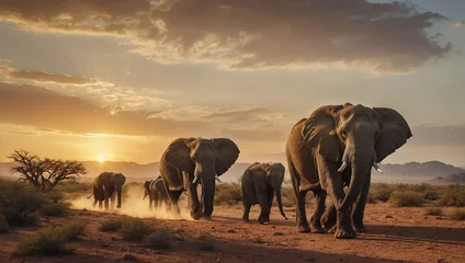 Foto op Aluminium elephants at sunset © Sohaib