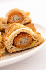 Traditional Dutch Snacks Sausage Rolls pastry kroket