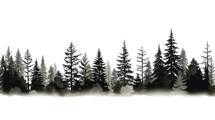 Illustration with forest silhouettes on a white background