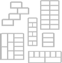 3d White Floating shelves on a white wall background