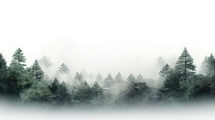 Minimal, beautiful forest illustration on a white background