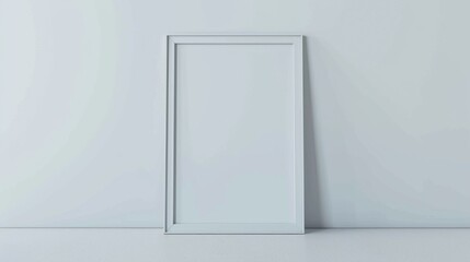 Mockup poster frame, modern minimalist interior, bright white color, 3D rendering