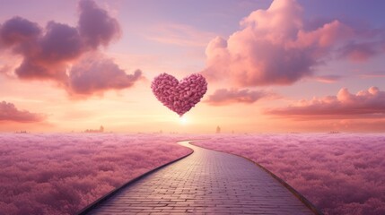 Fototapeta premium Floating heart in the clouds