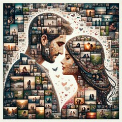 Love Tapestry Heart Shaped Couple's Mosaic