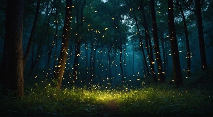 fireflies iin the forest 