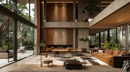 Obraz na płótnie Canvas 3D rendering interiors image scene design of Modern luxury lounge area and living room