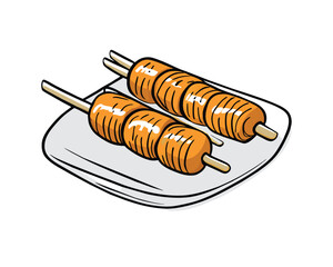 sausage satay in a plate
