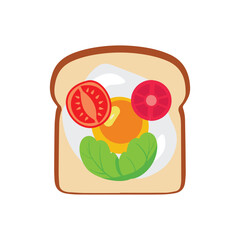 Sandwich with fried egg and bread toast, collection of wheat sandwiches vector illustration, with butter, fried eggs, cheese, Breakfast concept toast