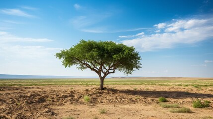 Obraz premium Single Green tree in the desert