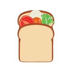 Sandwich with fried egg and bread toast, collection of wheat sandwiches vector illustration, with butter, fried eggs, cheese, Breakfast concept toast