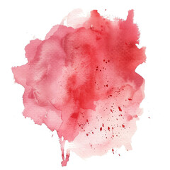watercolor painting of a red stain, created by splashing or dripping paint on a white background.