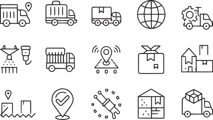 Shipping, Delivery, etc. Editable icon set vector collection.