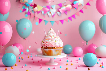 A photorealistic birthday party invitation card background sets the perfect tone for celebration. With vibrant colors and intricate details, this image sets the stage for a joyous occasion.