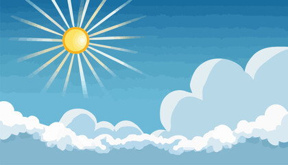 Cloudy sky On a clear day With the sun shining. Vector