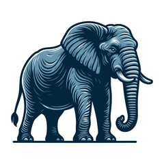 Fototapeta premium Elephant full body vector illustration, zoology illustration, African safari wild animal design template isolated on white background