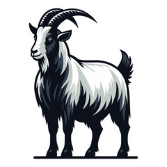 Obraz premium Goat full body vector illustration, farm pet, animal livestock, for butchery meat shop and dairy milk product, design template isolated on white background