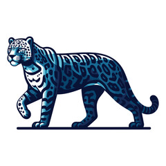 Wild jaguar leopard full body vector illustration, zoology illustration, animal predator big cat design template isolated on white background