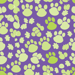 Dog Paw Cat Paw heart love puppy foot print kitten valentine vector Seamless Pattern background