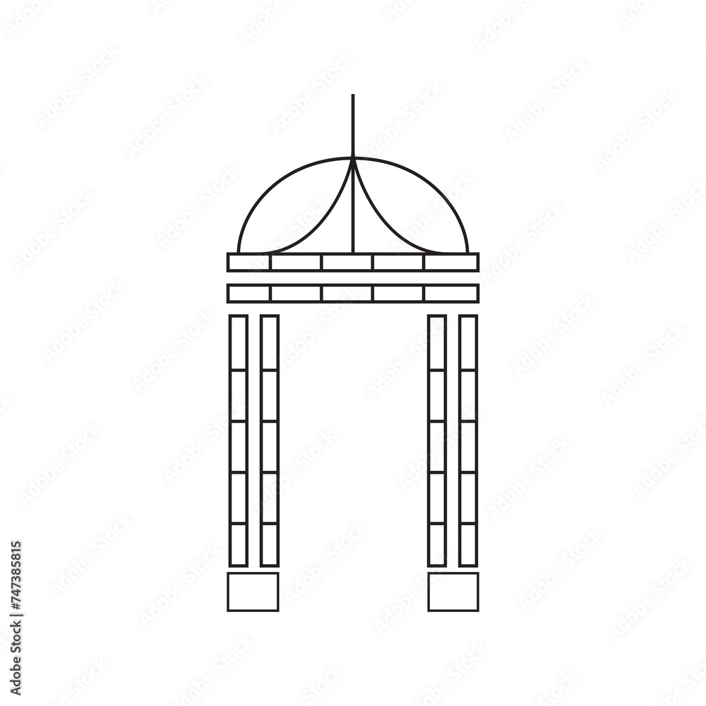 Sticker gate monument line icon logo vector