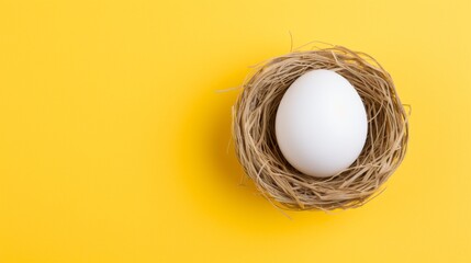 Eggs in nest on yellow background