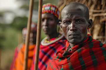 Obraz na płótnie Canvas Masai warriors in Kenya, Africa