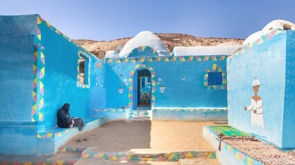 Colourful Nubian houses in Aswan, Egypt	
