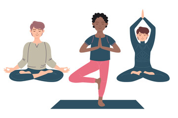 Obraz premium Collection of men sitting in yoga lotus pose