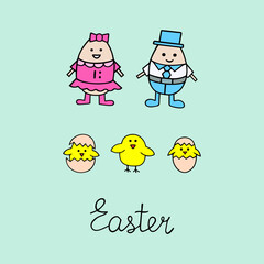Vector illustration on Easter theme. Postcard.