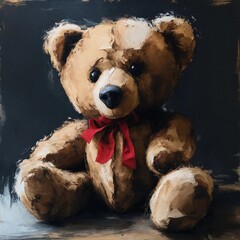 Ein süßer Teddybär mit roter Schleife