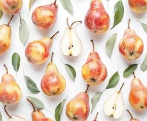 pears on white background