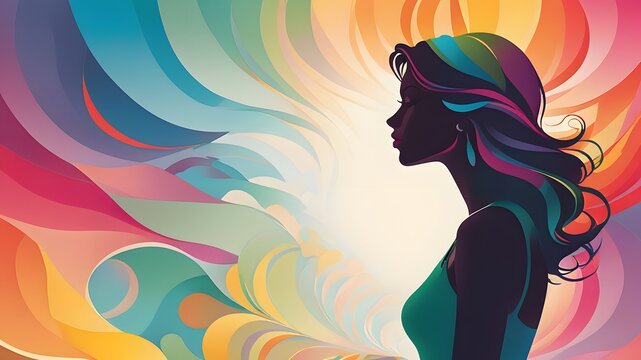 Modern silhouette of a woman with empty space to write a thoughtful message