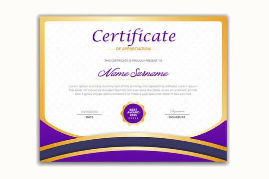  simple blue and gold award diploma certificate design template