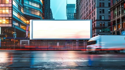 Vibrant Times Square Billboard Mockup: NYC Urban Scene with Empty Advertisement Space