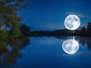 Moon reflection in water