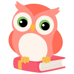 happy cute owl with book illustration 