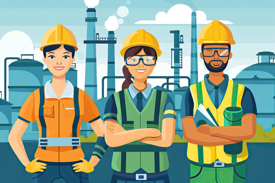 Engineer construction industrial factory manufacturing workers