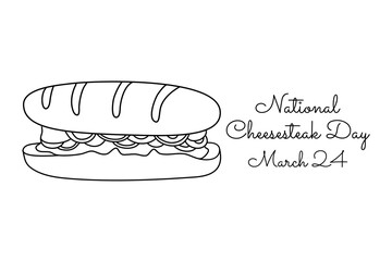 line art of National Cheesesteak Day good for National Cheesesteak Day celebrate. line art. illustration.