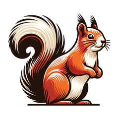 Naklejka premium Cute squirrel full body character vector illustration, fluffy adorable squirrel chipmunk design template isolated on white background