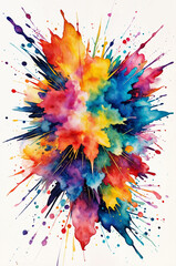 an abstract watercolor painting of a multicolored explosion or burst. ai generative