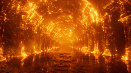 underworld with fire flames
 - obrazy, fototapety, plakaty