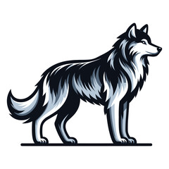 Obraz premium Wild wolf dog full body design vector illustration, animal wildlife template isolated on white background