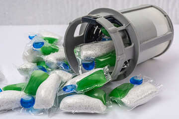 dishwasher capsule with gel and powde
