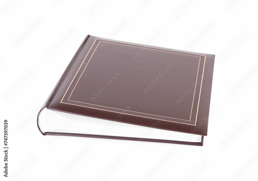 Poster Brown closed photo album isolated on white