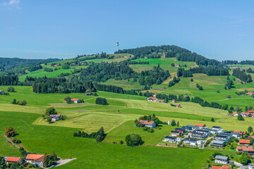 Fototapeta na wymiar Der Blender bei Ermengerst im Oberallgäu im Luftbild