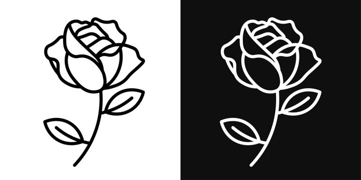 Rose Flower Icon Set. Vector Illustration
