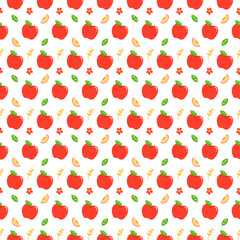 Apple seamless pattern design, Cute background cartoon pattern, Modern vector illustration for textile, cloth, fabric, wrapping paper and print.