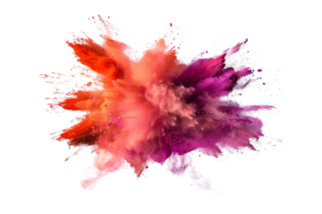 Explosion splash of colorful powder with freeze isolated on background, abstract splatter of colored dust powder.