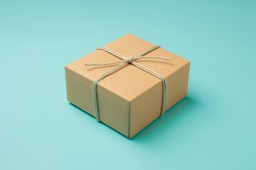 Cardboard box on a blue background, package sent by mail or courier delivery service, isometric style